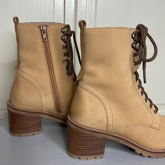 Seychelles Women's Irresistible Combat Boot Tan Size 8.5 Lace Up Stacked Heel - Picture 5 of 9